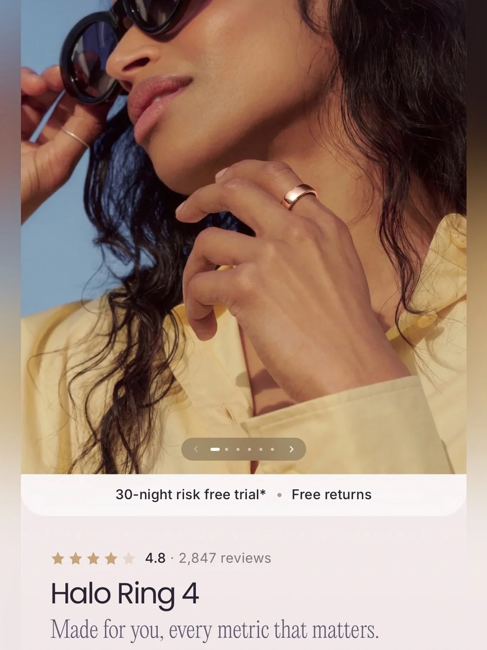 Halo Ring 4 Smart Sleep & Activity Ring - Rose Gold